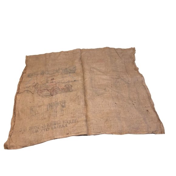 Burlap Sack BuckBoard PDQ Pinto Beans 100lbs Bag Bright Wagon Horse Western Vint - Picture 12 of 16